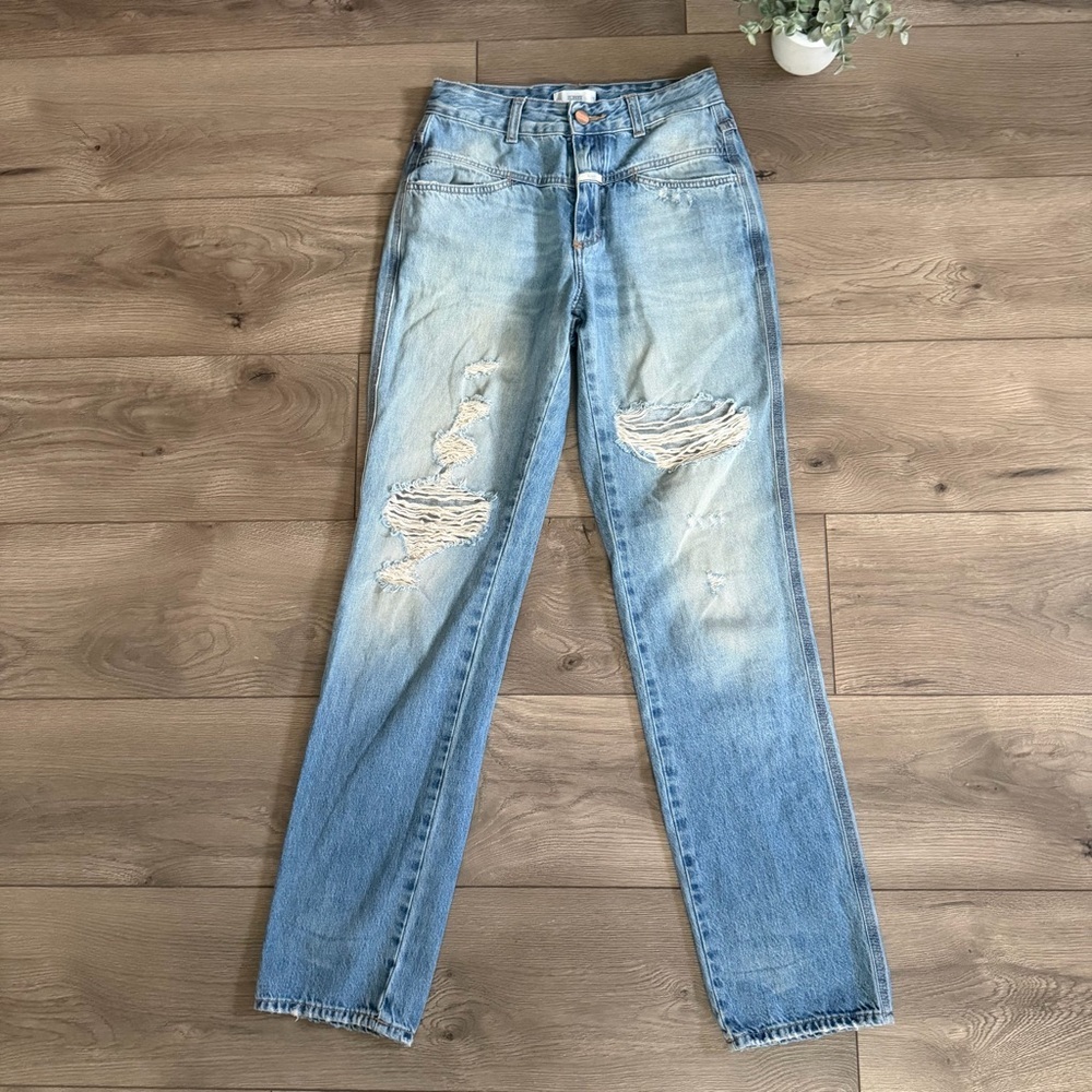 CLOSED Light Blue Distressed Women's Straight Leg Jeans Size 25 - Picture 1 of 8